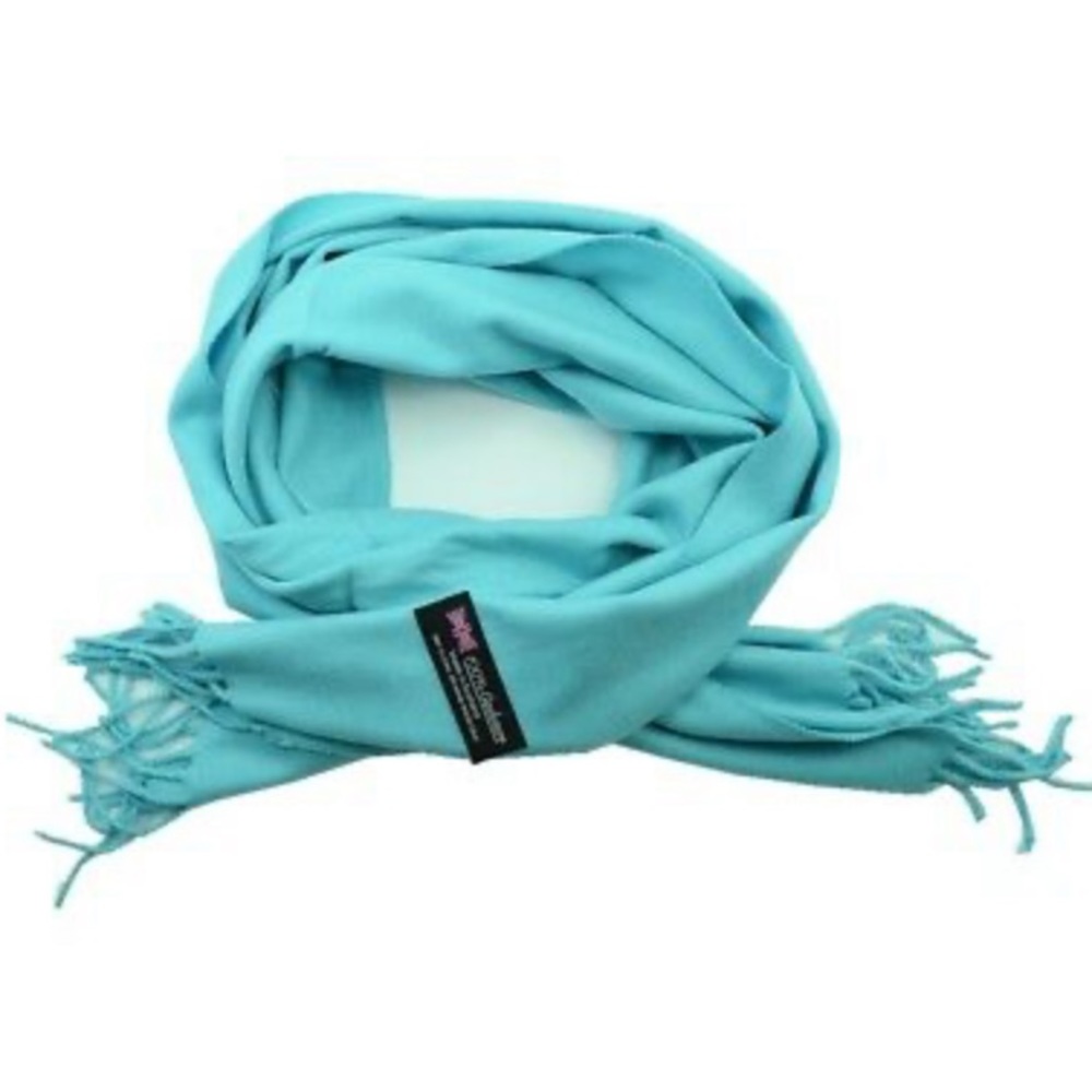 100% CASHMERE TEAL SCARF - Picture 4 of 4
